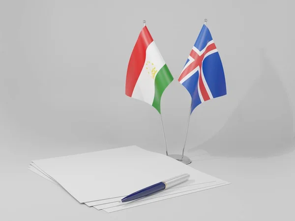 Drapeaux Accord Islande Tadjikistan Fond Blanc Render — Photo