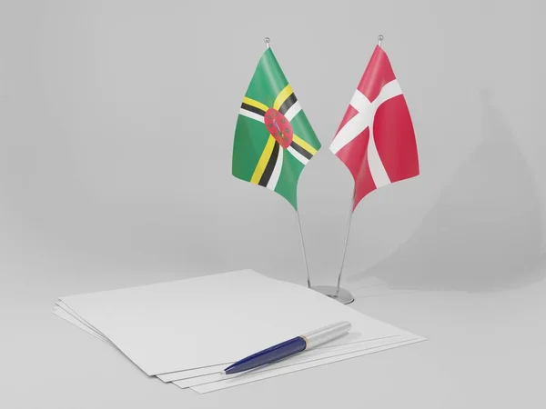 Δανία Σημαίες Της Συμφωνίας Dominica Λευκό Φόντο Render — Φωτογραφία Αρχείου
