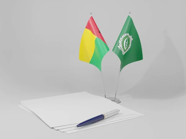 Ligue Arabe Drapeaux Accord Guinée Bissau Fond Blanc Render — Photo