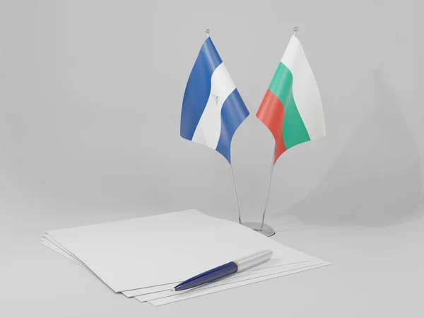 Bulgária Nicarágua Acordo Bandeiras Fundo Branco Render — Fotografia de Stock