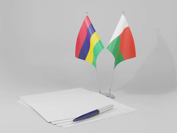 마다가스카르 모리셔스 Flags White Background Render — 스톡 사진