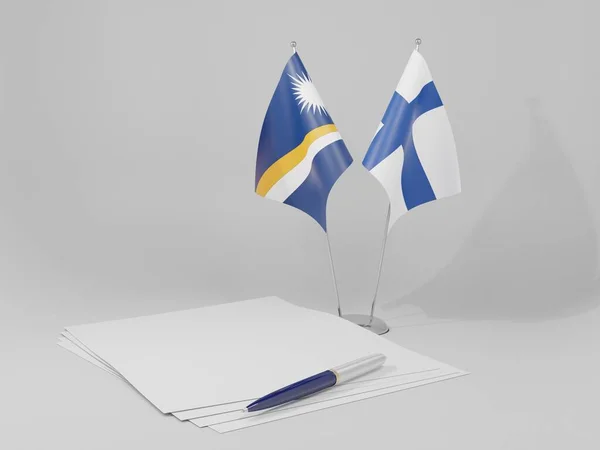 Finlande Drapeaux Accord Des Îles Marshall Fond Blanc Render — Photo