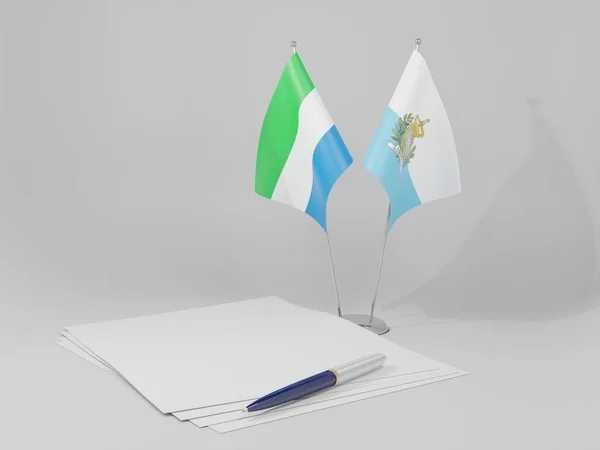 San Marino Banderas Del Acuerdo Sierra Leona Fondo Blanco Render — Foto de Stock