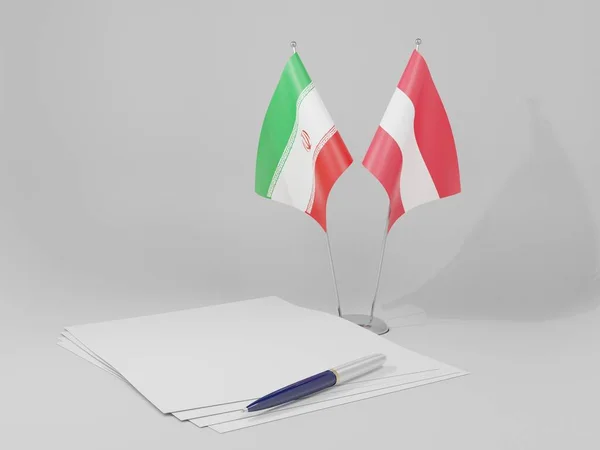 Austria Banderas Del Acuerdo Irán Fondo Blanco Render —  Fotos de Stock