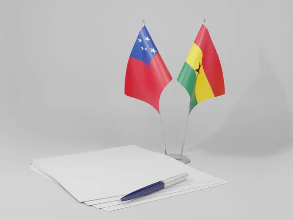 Γκάνα Samoa Agreement Flags White Background Render — Φωτογραφία Αρχείου