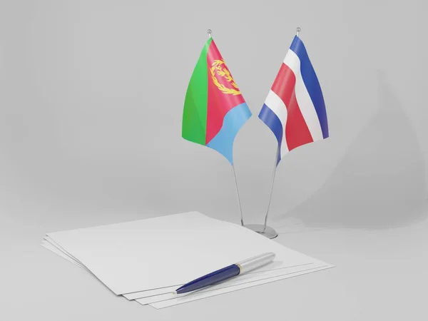 Kosta Rika Bendera Perjanjian Eritrea Latar Belakang Putih Perender — Stok Foto