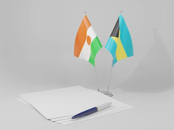 Bahamas Niger Agreement Flags White Background Render — 스톡 사진