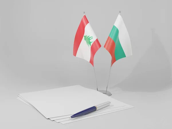 Bulgaria Lebanon Agreement Flags White Background Render — Stock Photo, Image
