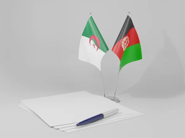 Afeganistão Argélia Acordo Bandeiras Fundo Branco Render — Fotografia de Stock
