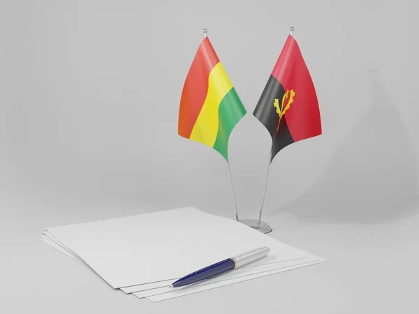 Angola Boliwia Flagi Porozumienia Białe Tło Render — Zdjęcie stockowe