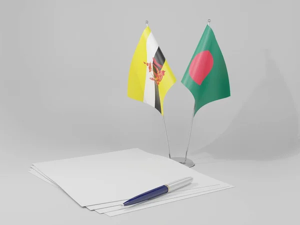 Bangladesch Brunei Abkommen Flaggen Weißer Hintergrund Render — Stockfoto