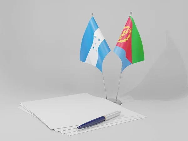 Banderas Del Acuerdo Eritrea Honduras Fondo Blanco Render —  Fotos de Stock