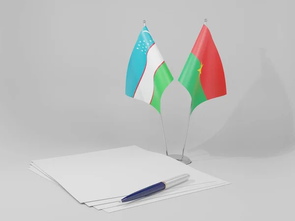 Burkina Faso Drapeaux Accord Ouzbékistan Fond Blanc Render — Photo