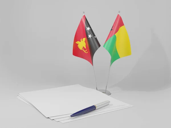 기니비사우 Papua New Guinea Agreement Flags White Background Render — 스톡 사진