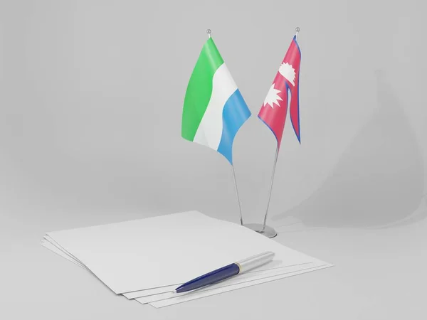 Nepal Banderas Del Acuerdo Sierra Leona Fondo Blanco Render — Foto de Stock