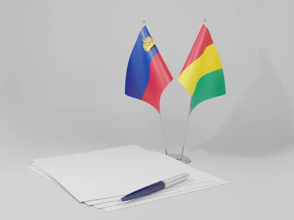 Guinea Liechtenstein Bandiere Dell Accordo Sfondo Bianco Render — Foto Stock