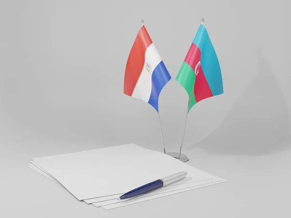 Azerbajdzjan Flaggor Inom Paraguay Avtalet Vit Bakgrund Render — Stockfoto