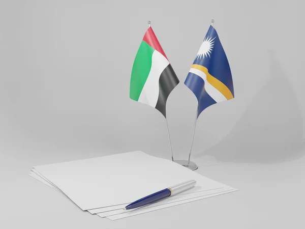 Isole Marshall Bandiere Degli Emirati Arabi Uniti Sfondo Bianco Render — Foto Stock