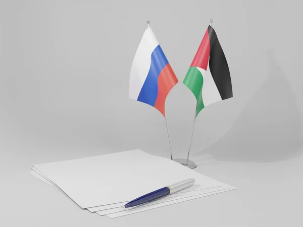 Jordanien Russland Abkommen Flaggen Weißer Hintergrund Render — Stockfoto