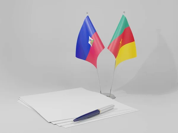 Camerún Banderas Del Acuerdo Haití Fondo Blanco Render — Foto de Stock