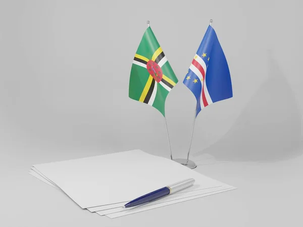 Cape Verde Dominica Agreement Flags White Background Render — Stock Photo, Image