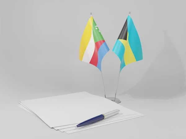 Bahamas Comoros Agreement Flags White Background Render — 스톡 사진