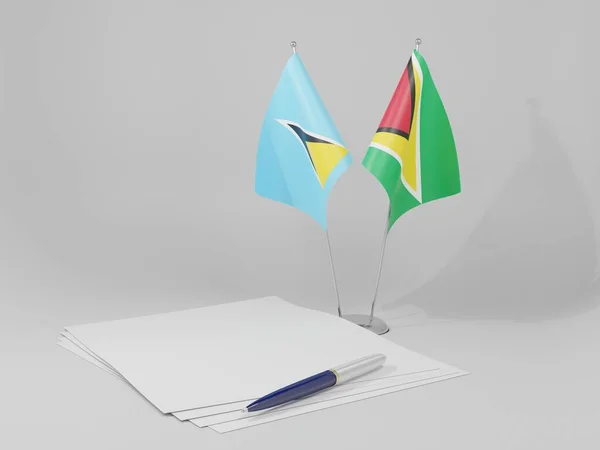Guyana Svatá Lucie Dohody Vlajky Bílé Pozadí Vykreslení — Stock fotografie
