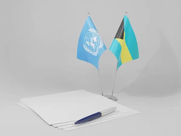 バハマ 国際連合協定旗 白い背景 3Dレンダリング — ストック写真
