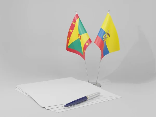 에콰도르 Grenada Agreement Flags White Background Render — 스톡 사진