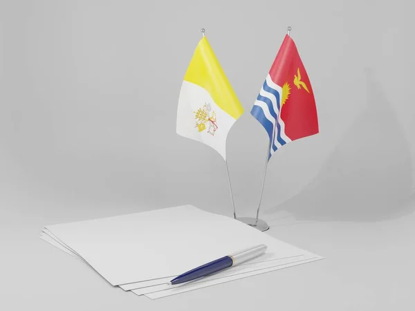 キリバス バチカン市協定旗 白の背景 3Dレンダリング — ストック写真
