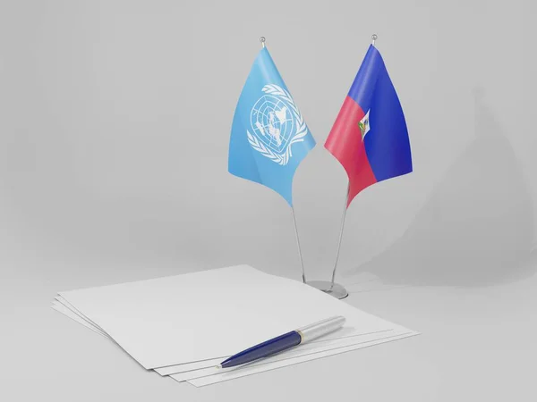 Haiti Bandeiras Acordo Das Nações Unidas Fundo Branco Render — Fotografia de Stock