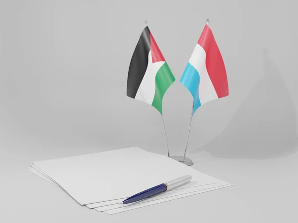 Luxembourg Drapeaux Accord Palestinien Fond Blanc Render — Photo