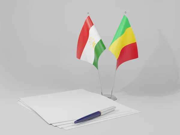 Mali Bandiere Dell Accordo Tagikistan Sfondo Bianco Render — Foto Stock