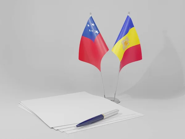 Andorra Samoa Agreement Flags White Background Render — Stock Photo, Image