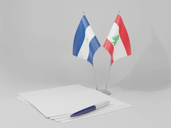 Libanon Nicaraguaavtalets Flaggor Vit Bakgrund Render — Stockfoto