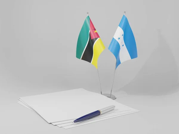 Honduras Banderas Del Acuerdo Mozambique Fondo Blanco Render —  Fotos de Stock