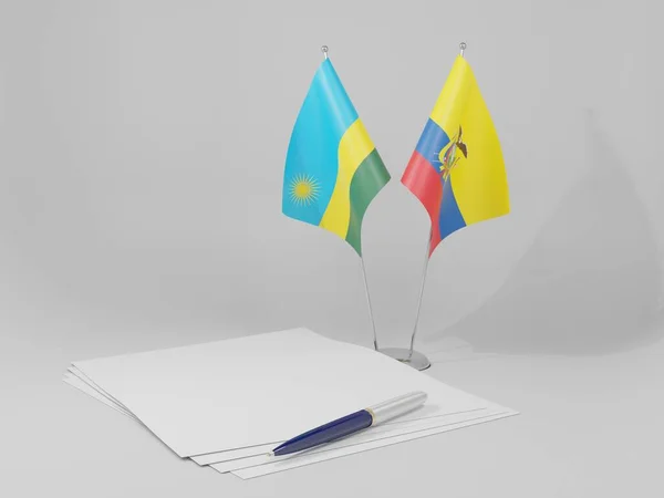 Ekvador Ruanda Anlaşması Bayrakları Beyaz Arkaplan Render — Stok fotoğraf