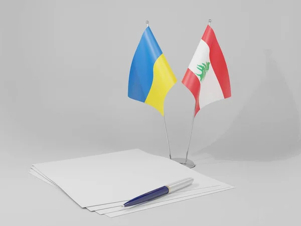 Liban Ukraine Drapeaux Accord Fond Blanc Render — Photo
