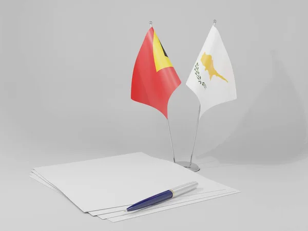 Chipre Banderas Del Acuerdo Timor Oriental Fondo Blanco Render —  Fotos de Stock