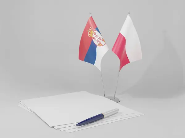 Poland Serbia Agreement Flags White Background Render — Stock Photo, Image