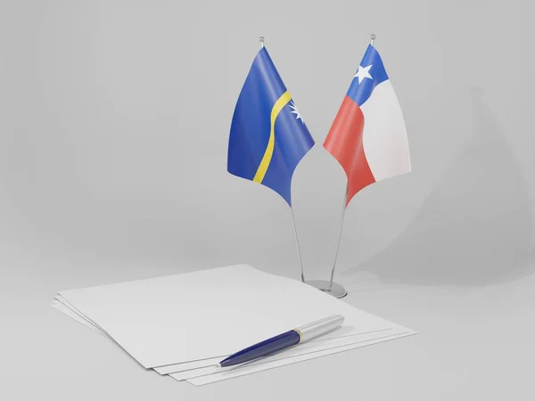 Chili Nauru Overeenkomst Vlaggen Witte Achtergrond Render — Stockfoto