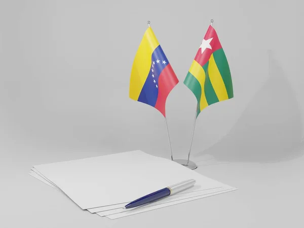 Togo Drapeaux Accord Venezuela Fond Blanc Render — Photo