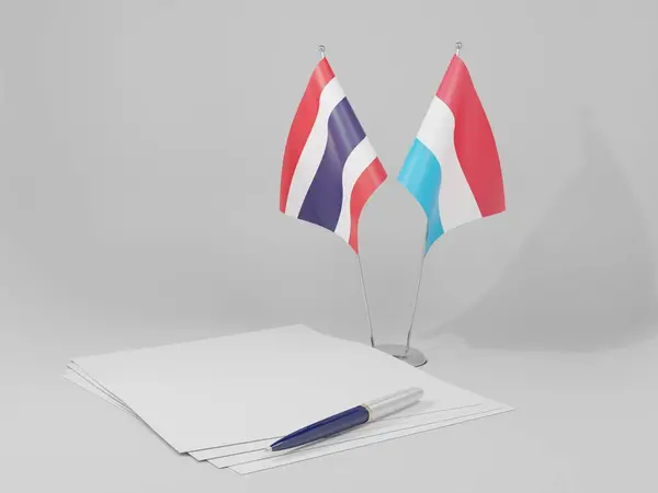 Luxemburgo Tailândia Acordo Bandeiras Fundo Branco Render — Fotografia de Stock