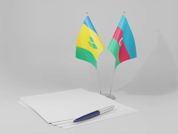 Azerbaijan Saint Vincent Grenadines Agreement Flags White Background Render — 스톡 사진