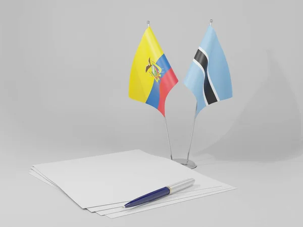 Botswana Flagi Umowy Ekwadorem Białe Tło Render — Zdjęcie stockowe