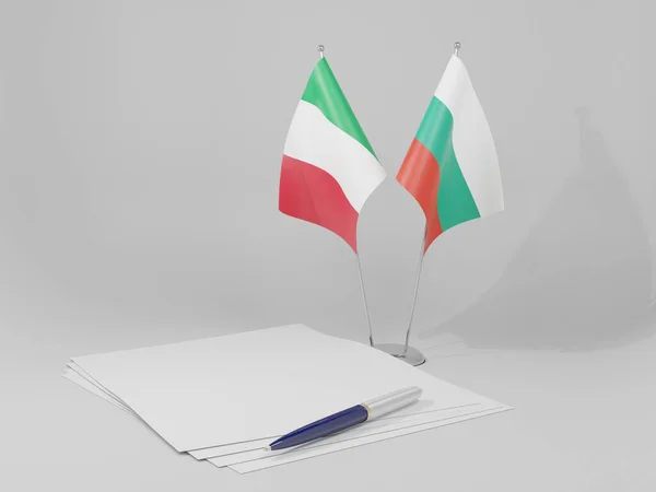 Bulgarije Italië Overeenkomst Vlaggen Witte Achtergrond Render — Stockfoto