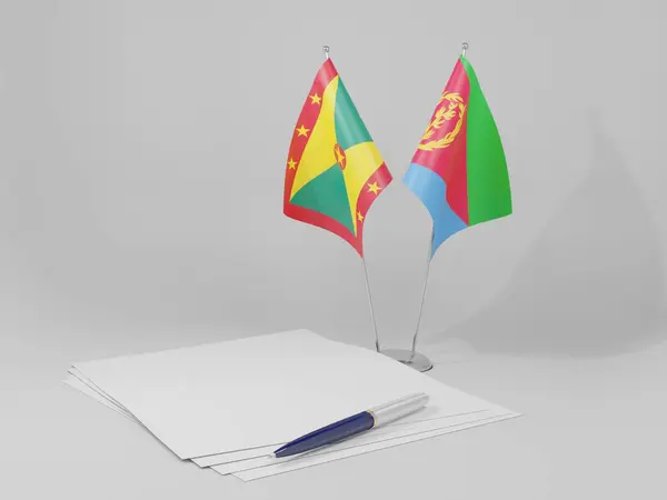 Eritrea Grenada Agreement Flags White Background Render — Stock Photo, Image