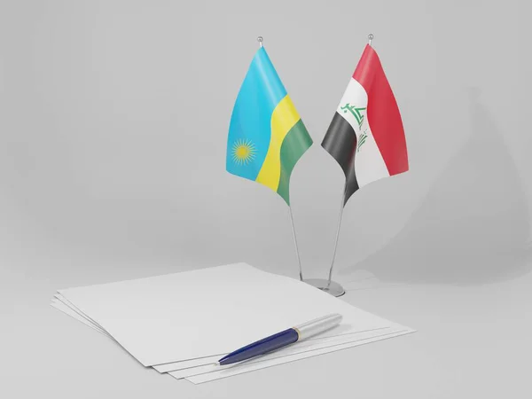 Irak Flagi Umowy Rwandą Białe Tło Render — Zdjęcie stockowe