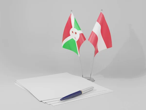 Rakousko Burundi Agreement Flags Bílé Pozadí Render — Stock fotografie