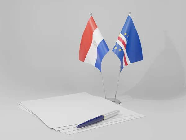 Kapverdy Paraguay Agreement Flags Bílé Pozadí Vykreslování — Stock fotografie